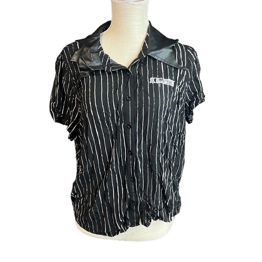 Disney The Nightmare Before Christmas Short Sleeve Button Up Black 2x Costume